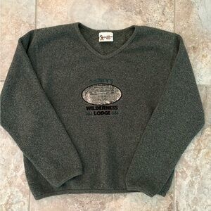 Vintage Disney World’s Fort Wilderness V-Neck Green Embroidered Pullover Sweater